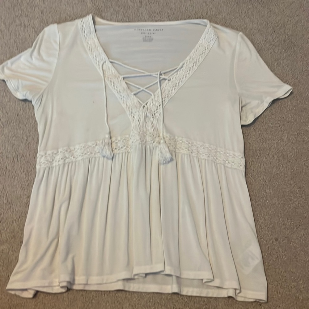 White flowy shirt with cris crosses